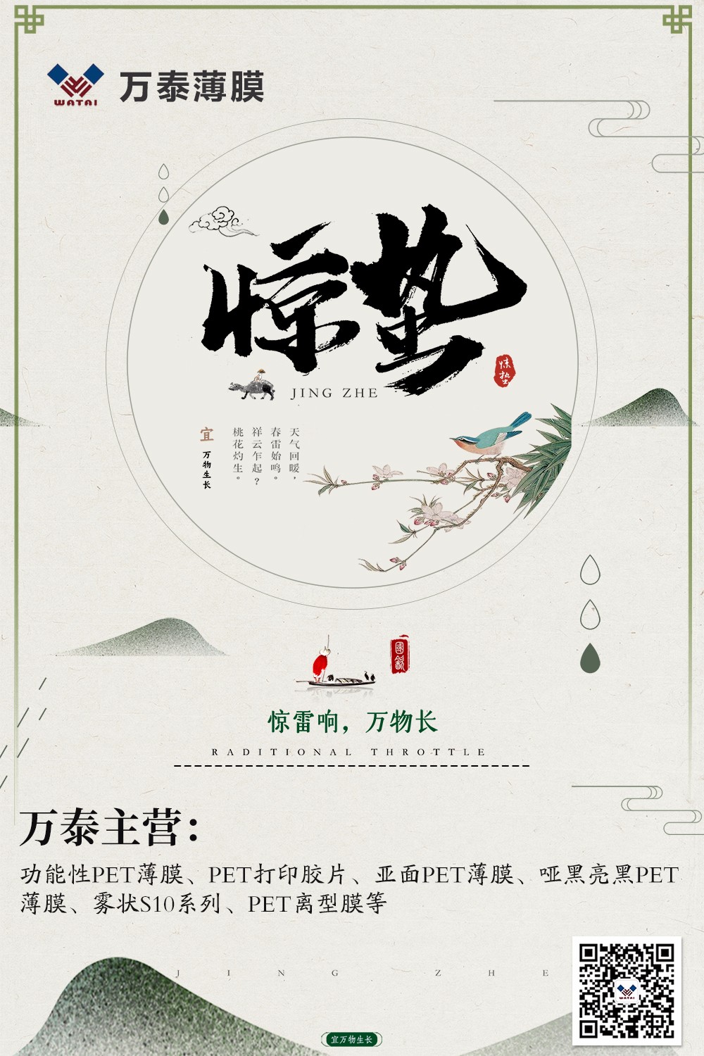 微雨众卉新，一雷惊蛰始